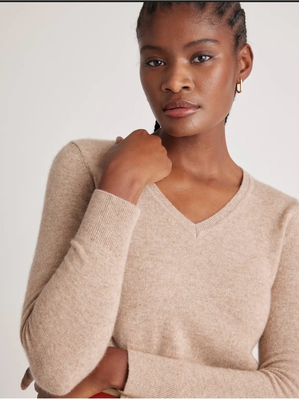 Quince Women's Heather Gray V-Neck Sweater